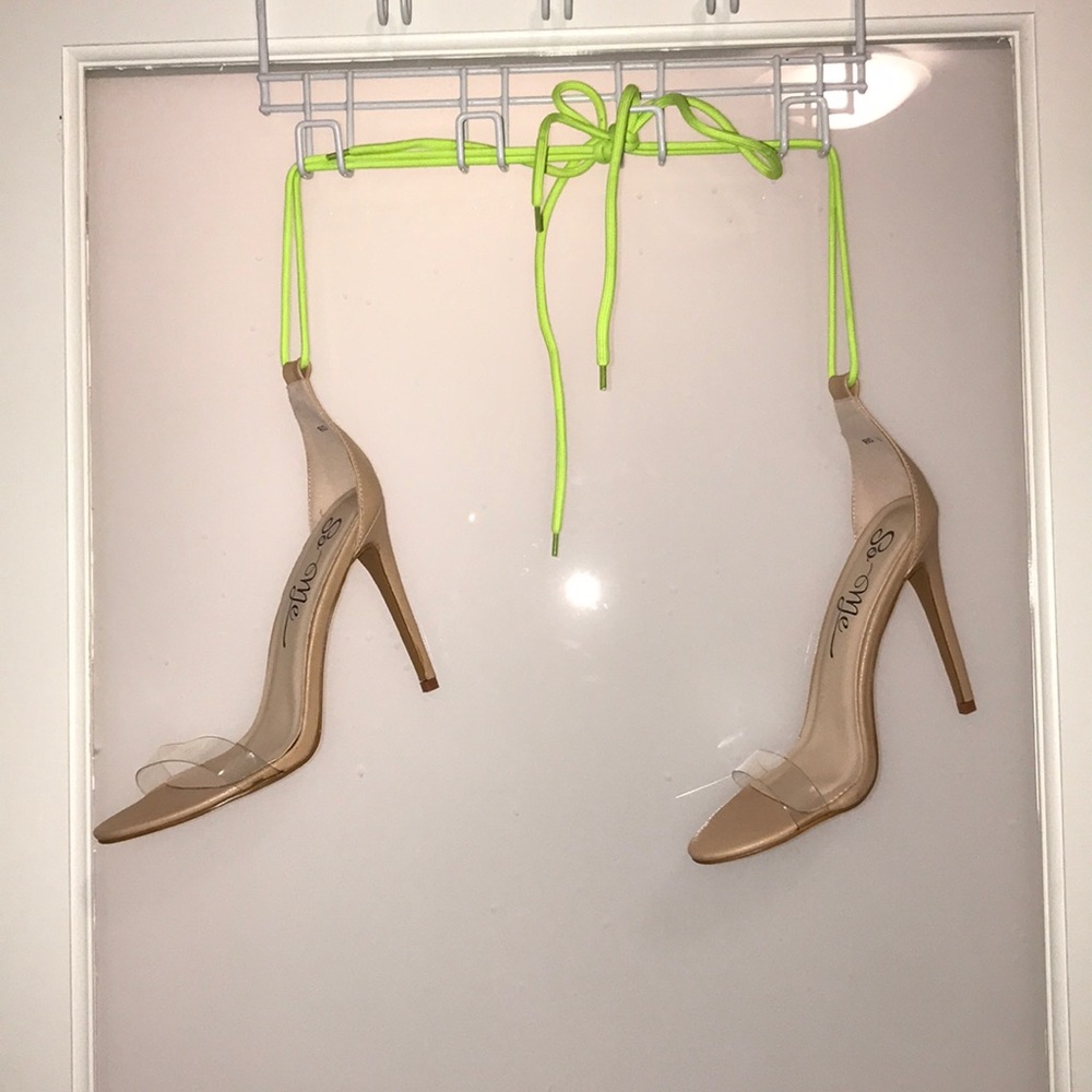 Neon Green Strappy High Sandals